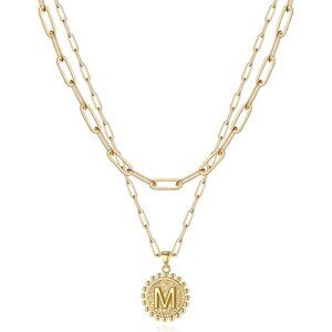 Christmas Gifts for Women, Gold Initial Necklaces for Women 14K Gold Plated Dain